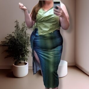 2pc Set Wrap Halter top w/ Ombre Maxi Skirt